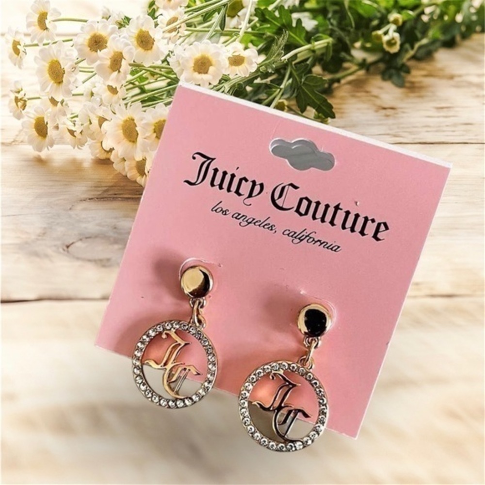 NWT JUICY COUTURE earrings embellished drop earrings gold tone